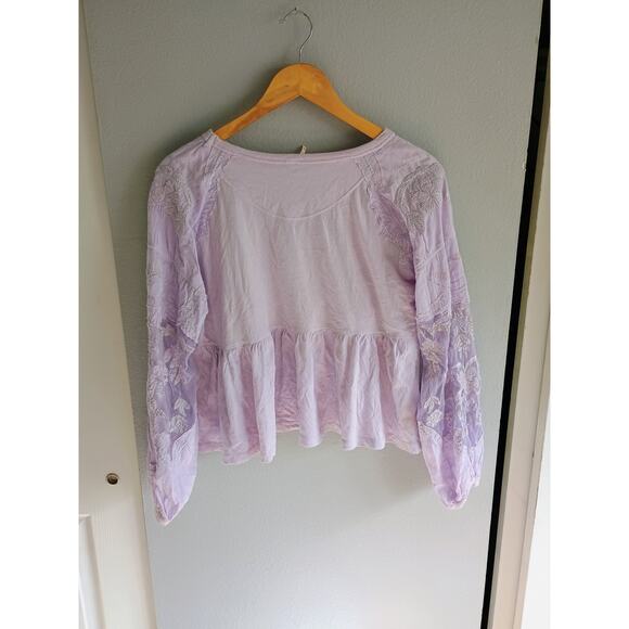 Free People Lilac Penny Balloon Long Sleeve Lace Blouse size XS - Picture 11 of 16